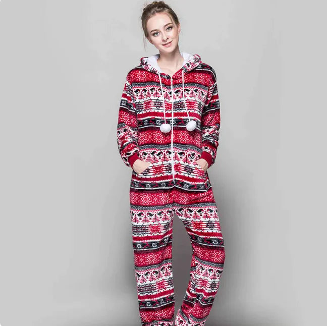 Flannel One-Piece Pajamas – Unisex Winter Loungewear