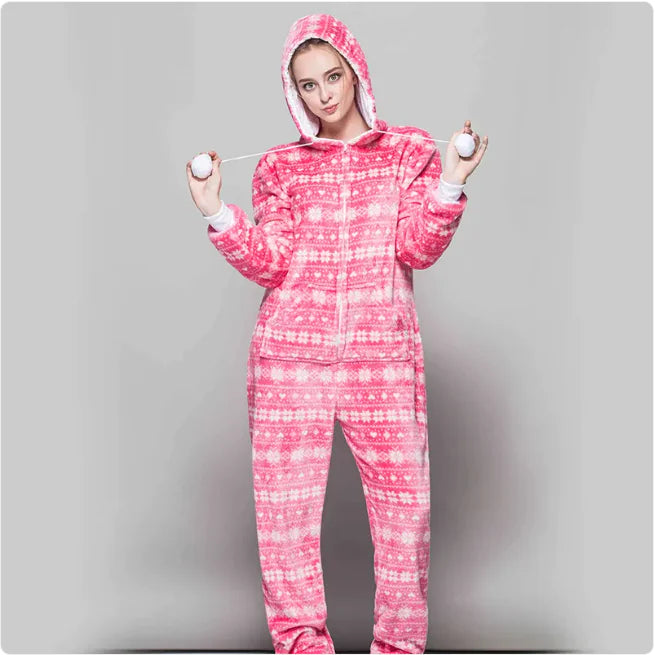 Flannel One-Piece Pajamas – Unisex Winter Loungewear