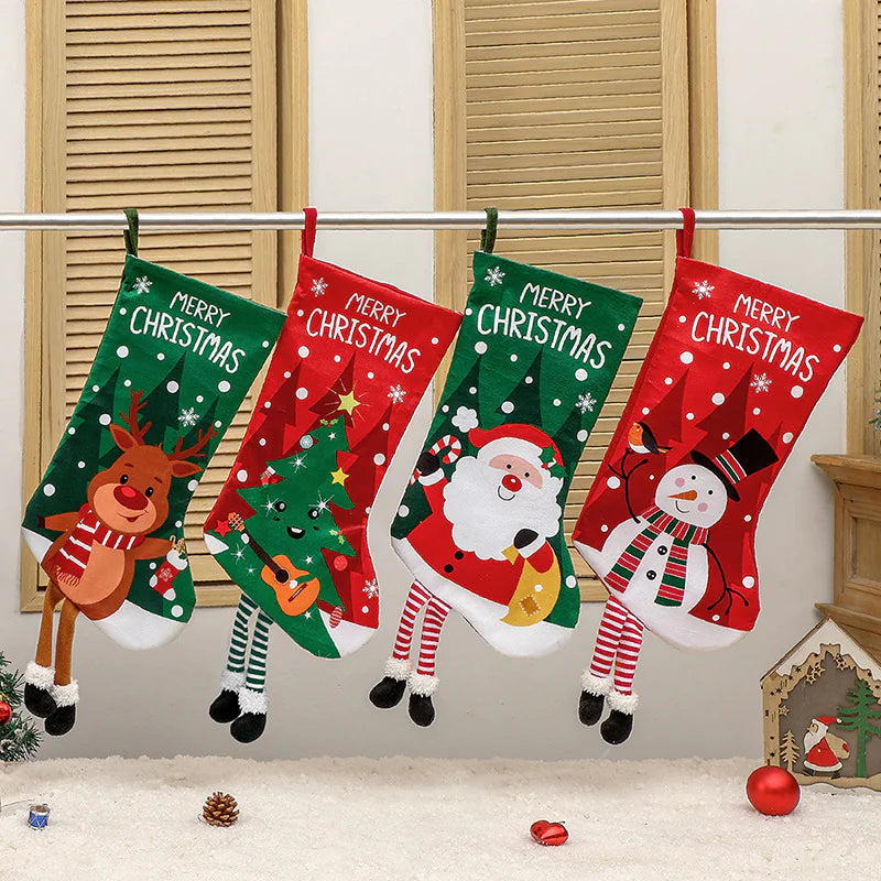 Festive Christmas Hanging Stocking Ornament – Non-Woven Holiday Decoration